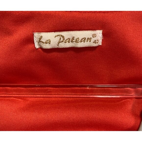 La Pateau Blue‎ Orange Tropical Floral Ruffle Maxi Dress Boho Western Large Sexy - Picture 4 of 5